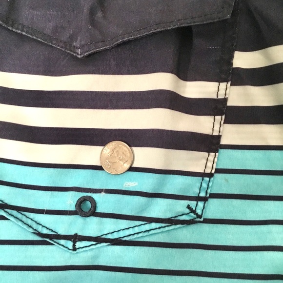 Hurley Black Ombré Blue Stripe Board Swim Shorts - Picture 10 of 10